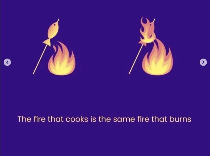 you will reap what you sow, what you give is you get, the fire that cooks is the same fire that burns