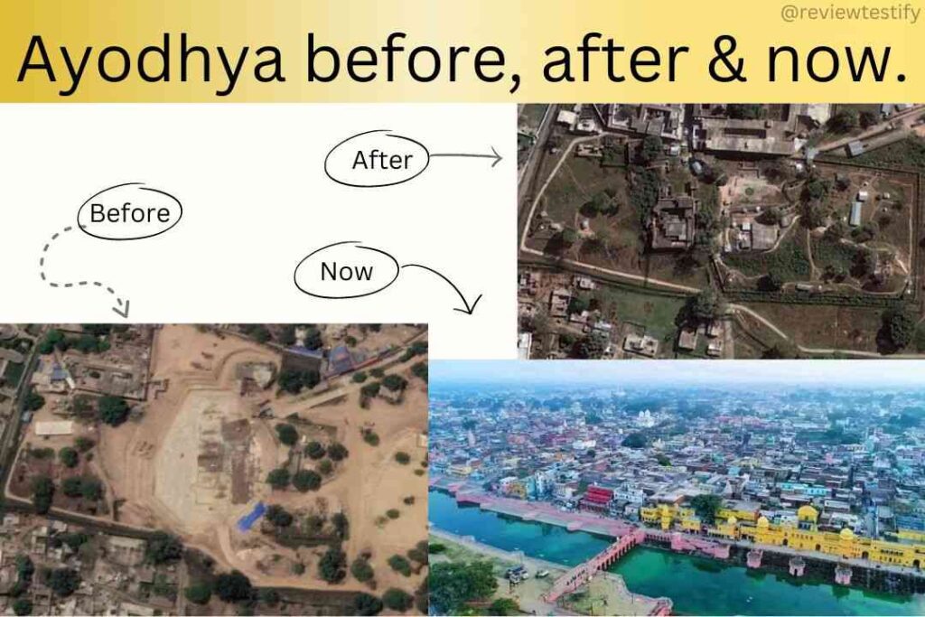 Ayodhya before, after and now comparison image by review testify